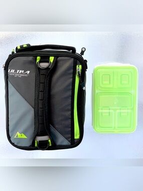 Arctic Zone Ultra Black & Lime Green Expandable Insulated Lunch Bag Set